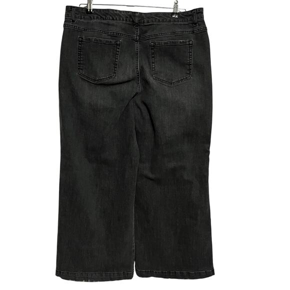 LOGO by Lori Goldstein | Women's Washed Black Wide Leg Crop Jeans Sz 16 - Picture 4 of 5